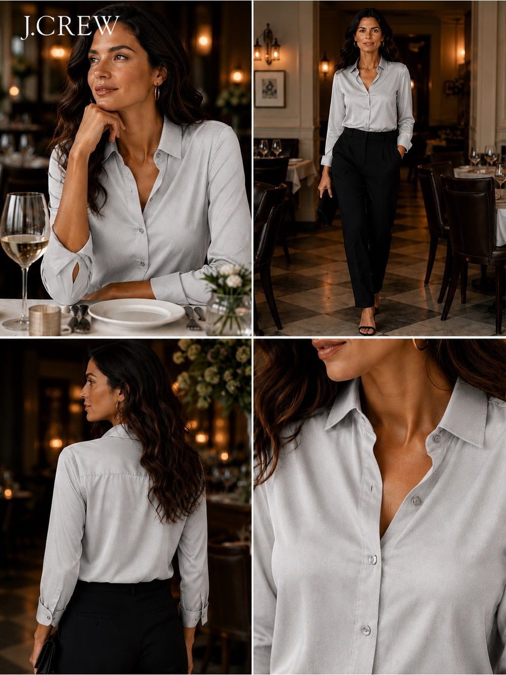 SILK 🔥 J.Crew Gray Silk Shirt - Button-Down Top, Gray Sheen ⭐️Picks up the light - Picture 14 of 15